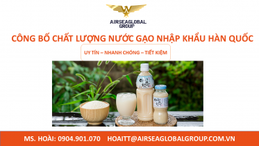 CÔNG BỐ CHẤT LƯỢNG NƯỚC GẠO NHẬP KHẨU HÀN QUỐC