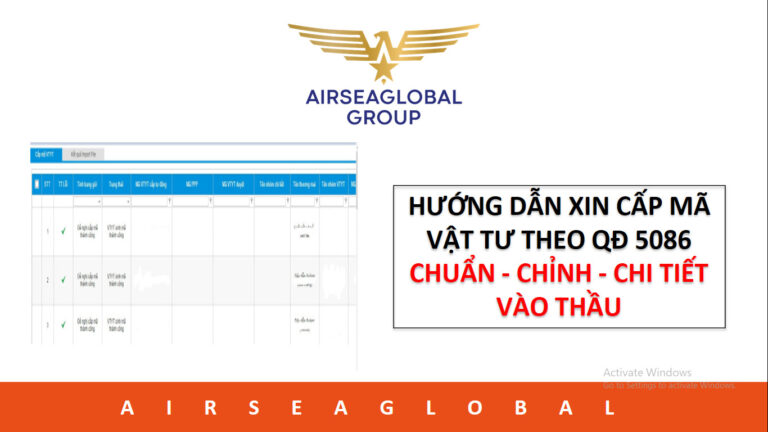 HƯỚNG DẪN XIN CẤP MÃ VẬT TƯ THEO QĐ 5086 CHUẨN vào thầu