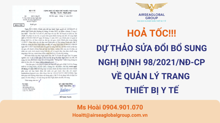 DỰ THẢO SỬA ĐỔI BỔ SUNG NGHỊ ĐỊNH 98 VỀ QUẢN LÝ TRANG THIẾT BỊ Y TẾ